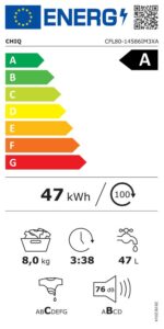 Lavadora CFL80-14586IM3XA, Carga frontal 8 kg, Clase A Gris - Imagen 3