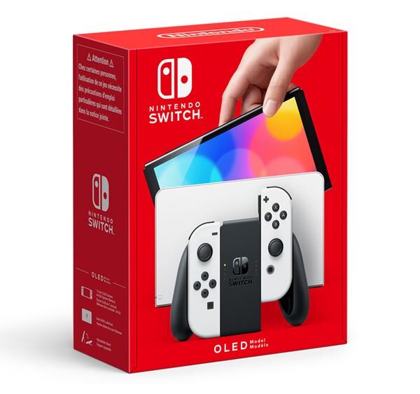 Nintendo Switch (modelo OLED) con base y mandos Joy-Con blancos