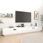 Mueble de TV con luces LED Blanco 300x35x40 cm - Imagen 2