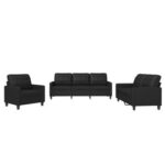Conjunto de sofá de 3 piezas con cojines vidaXL de piel sintética negra - Imagen 4